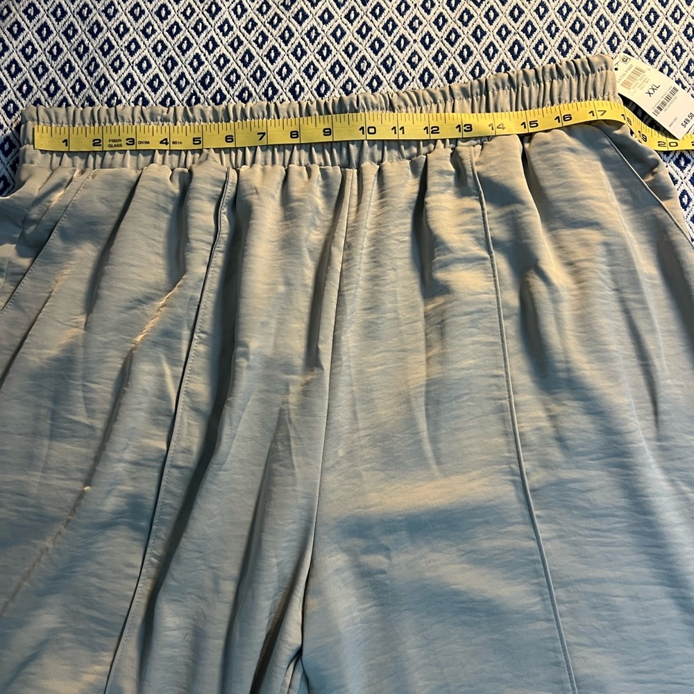 Satin Wide Leg Pull-On Pants in Light Gray XXL pockets Flowy Dressy Office - Picture 7 of 8